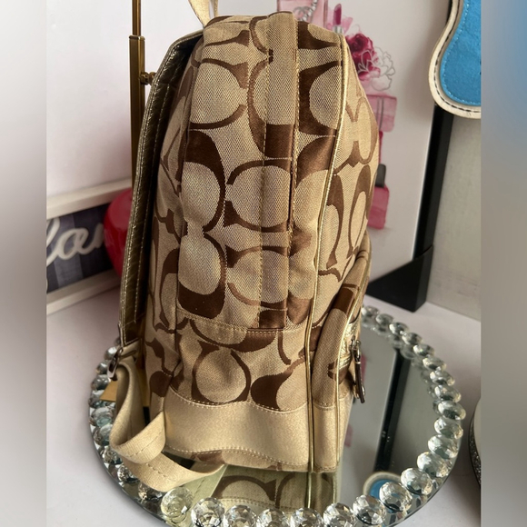 Coach Brown and Tan canvas with gold accents signature Backpack bag main image 14